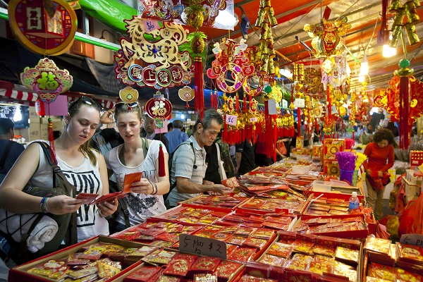 Chinatown bazaar during Chinese New Year in Singapore