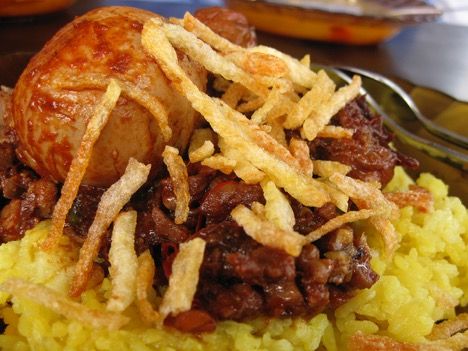 Nasi kuning Indonesian golden rice.