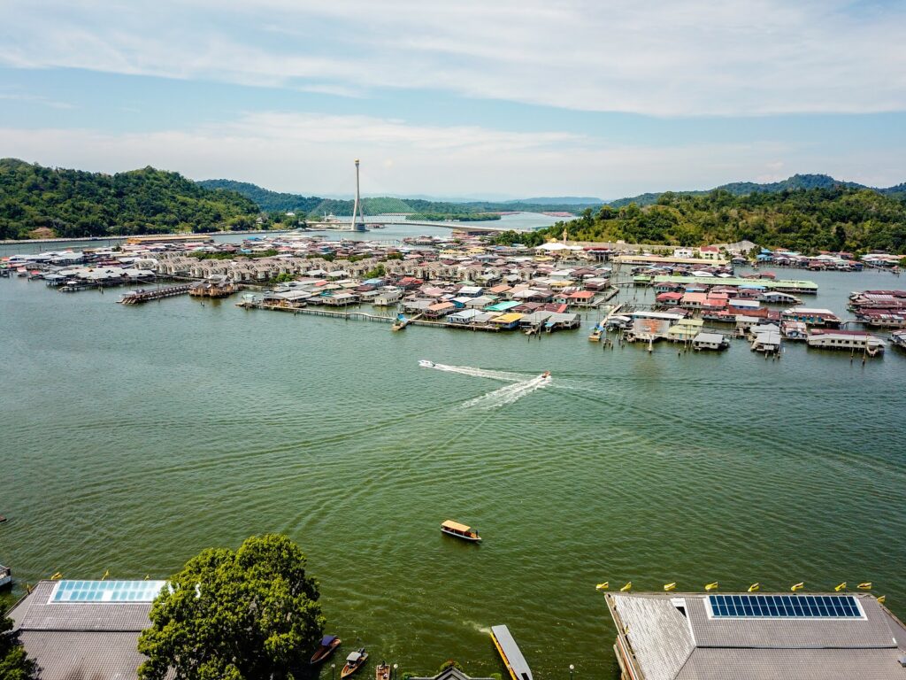 Kampong Ayer is a floating village situated on the Brunei River.
