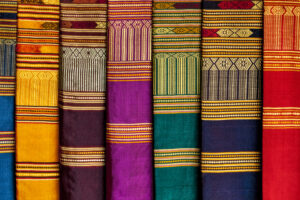 Traditional handwoven silk in Luang Prabang
